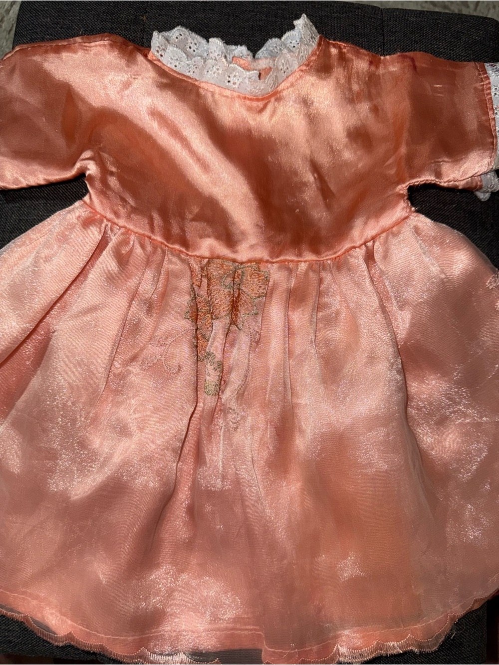 Peach satin gown fit cabbage patch kids white tennis dolls